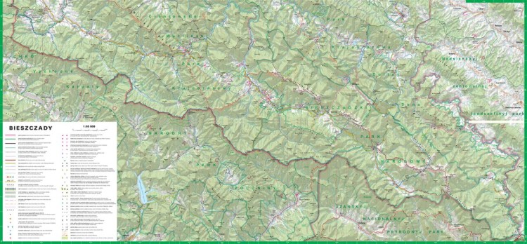 Bieszczady 1:65 000. Laminowana mapa turystyczna wydawnictwa ExpressMap. Strona druga