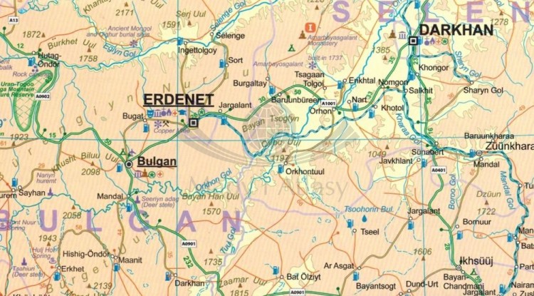 Mongolia 1:1 800 000. Wodoodporna mapa samochodowo-turystyczna wydawnictwa ITMB. Fragment 1