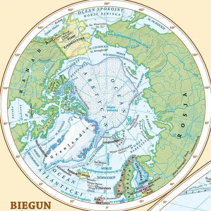 Świat 1:35 000 000. Dwustronna mapa ścienna. Polityczna i fizyczna. Strona polityczna - fragment 4