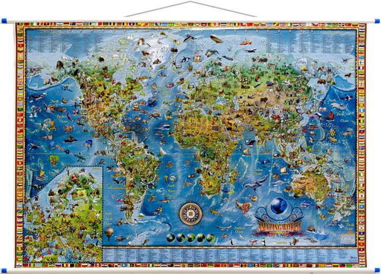 Świat Amazing World. Mapa ścienna dla dzieci