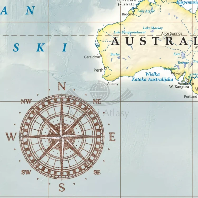 Świat 1:60 000 000. Mapa ścienna polityczna, stylizowana. Fragment 2