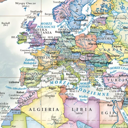 Świat 1:60 000 000. Mapa polityczna, stylizowana. Wersja magnetyczna. Fragment 1