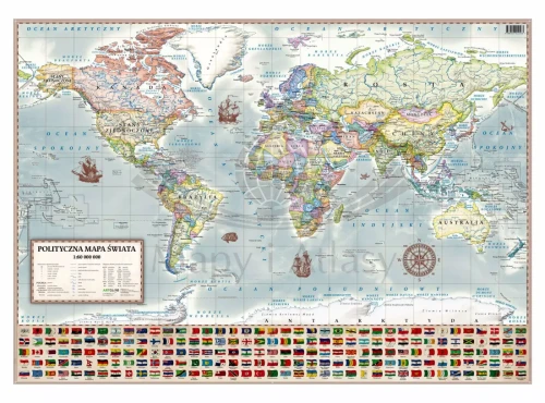 Świat 1:60 000 000. Arkusz, mapa ścienna polityczna, stylizowana