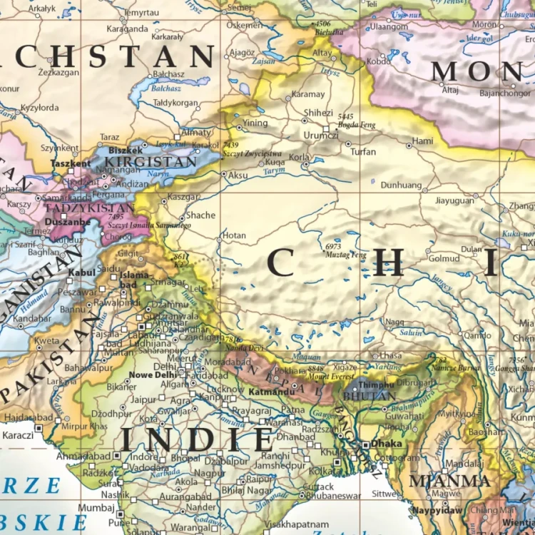 Świat 1:42 000 000. Mapa ścienna polityczna, stylizowana. Fragment 3