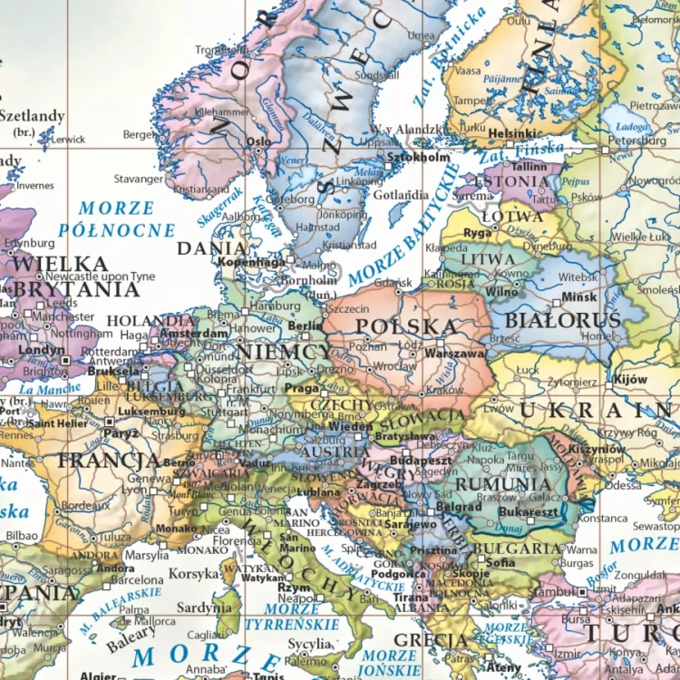 Świat 1:42 000 000. Mapa polityczna, stylizowana. Wersja magnetyczna. Fragment 1