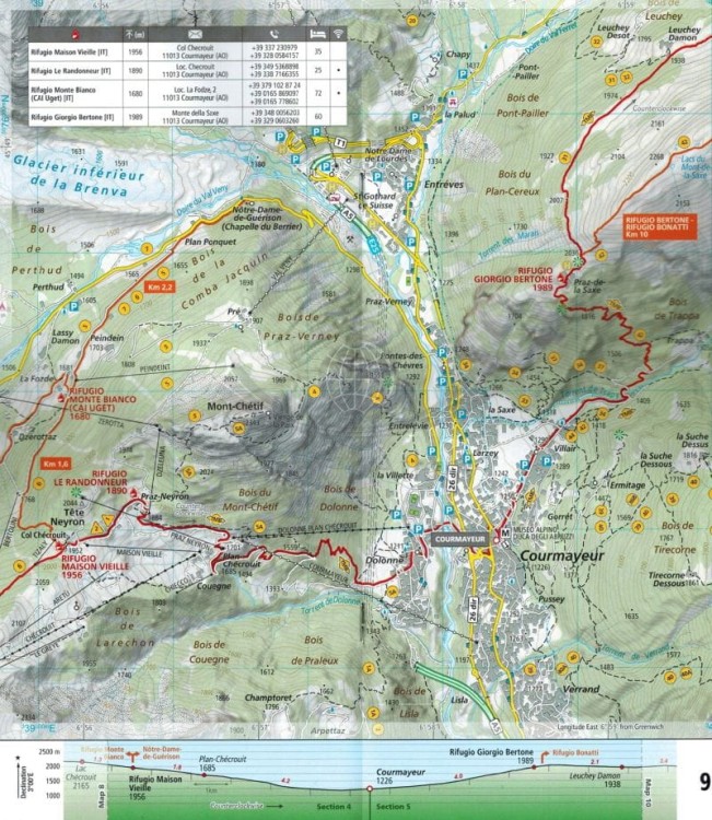 Tour du Mont Blanc. Wodoodporny atlas turystyczny wydawnictwa National Geographic. Przykładowe strony 1