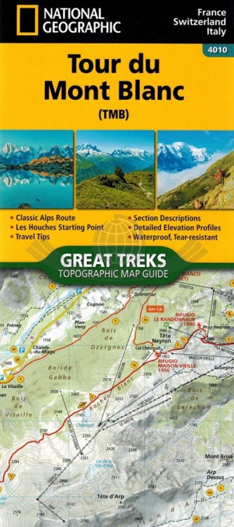 Tour du Mont Blanc. Wodoodporny atlas turystyczny wydawnictwa National Geographic. Okładka