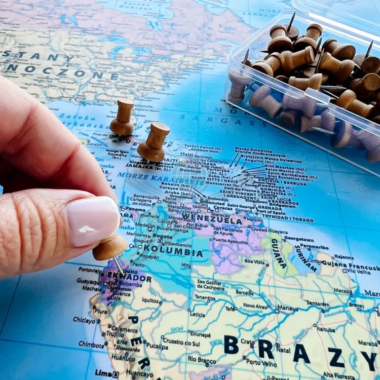 Znaczniki / Szpilki tablicowe pinezki do wpinania, drewniane, cylindryczne. 25 sztuk