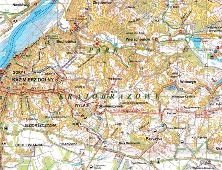 Małopolski Przełom Wisły 1:60 000. Mapa turystyczna. Fragment 2