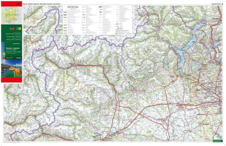Piemont, Turyn, Genua, Dolina Aosty. Mapa samochodowo-turystyczna wydawnictwa Freytag & Berndt. Strona pierwsza