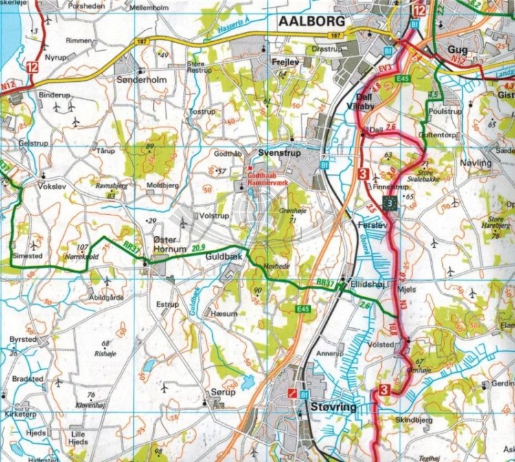 Dania. Półwysep Jutlandzki - część północna. Wodoodporna mapa rowerowa wydawnictwa ADFC. Fragment 1