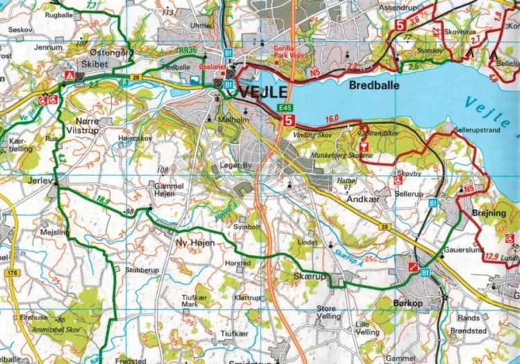 Dania. Półwysep Jutlandzki - część południowa. Wodoodporna mapa rowerowa wydawnictwa ADFC. Fragment 3