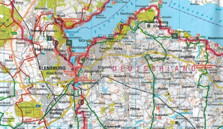 Dania. Półwysep Jutlandzki - część południowa. Wodoodporna mapa rowerowa wydawnictwa ADFC. Fragment 4