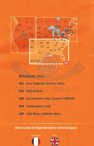 Południowo-wschodnie USA. Mapa samochodowa 584 wydawnictwa Michelin. Zasieg