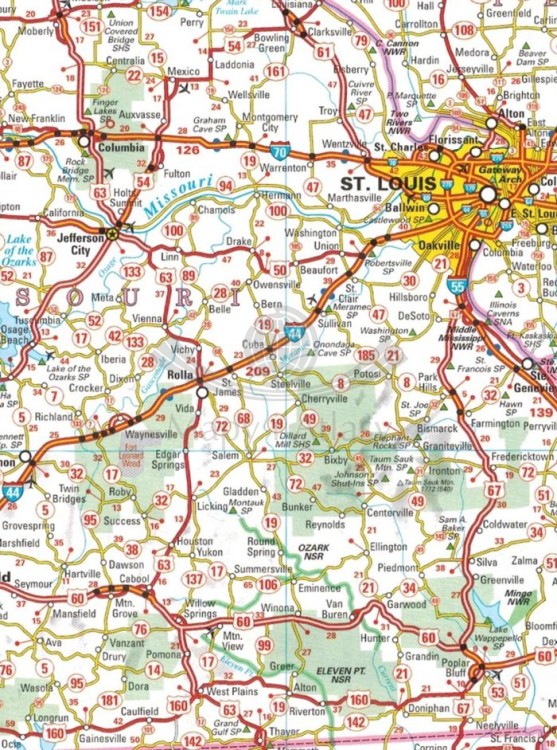 Południowo-wschodnie USA. Mapa samochodowa 584 wydawnictwa Michelin. Fragment 3