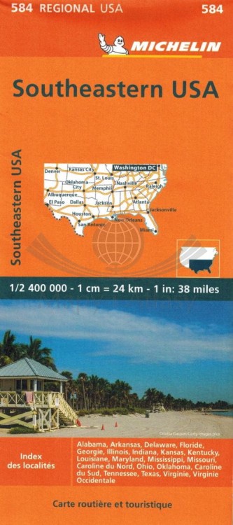 Południowo-wschodnie USA. Mapa samochodowa 584 wydawnictwa Michelin. Okładka