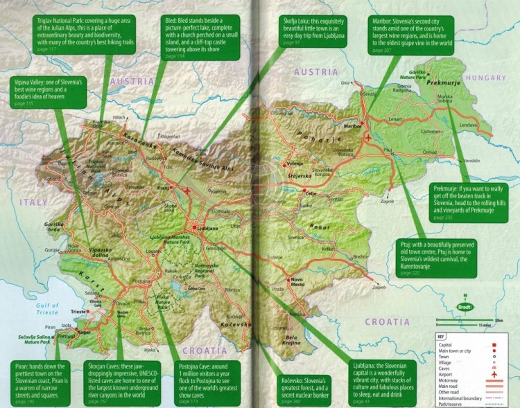 Słowenia / Slovenia. Przewodnik turystyczny wydawnictwa Bradt Guides. Mapa poglądowa