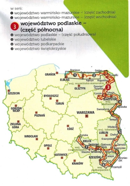 Województwo podlaskie, część północna. Mapa turystyczna tras rowerowych. Nie tylko Green Velo wydawnictwa Euro Pilot. Zasięg