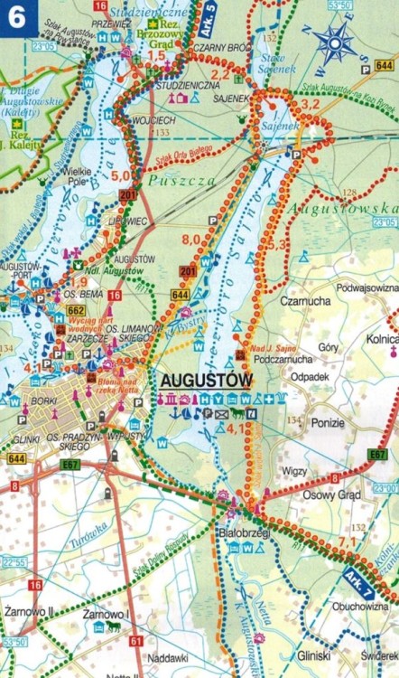 Województwo podlaskie, część północna. Mapa turystyczna tras rowerowych. Nie tylko Green Velo wydawnictwa Euro Pilot. Fragment 1