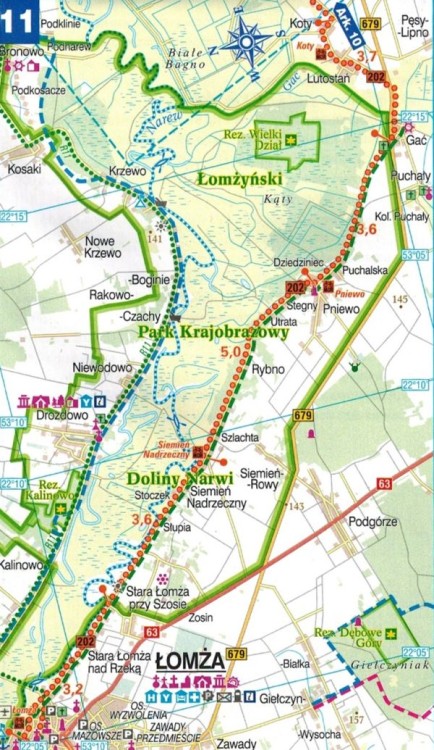Województwo podlaskie, część północna. Mapa turystyczna tras rowerowych. Nie tylko Green Velo wydawnictwa Euro Pilot. Fragment 2