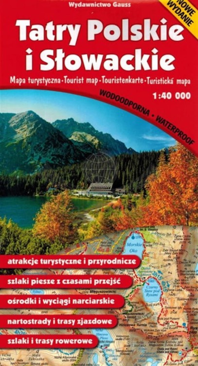 Tatry Polskie i Słowackie. Laminowana mapa turystyczna wydawnictwa Gauss. Okładka