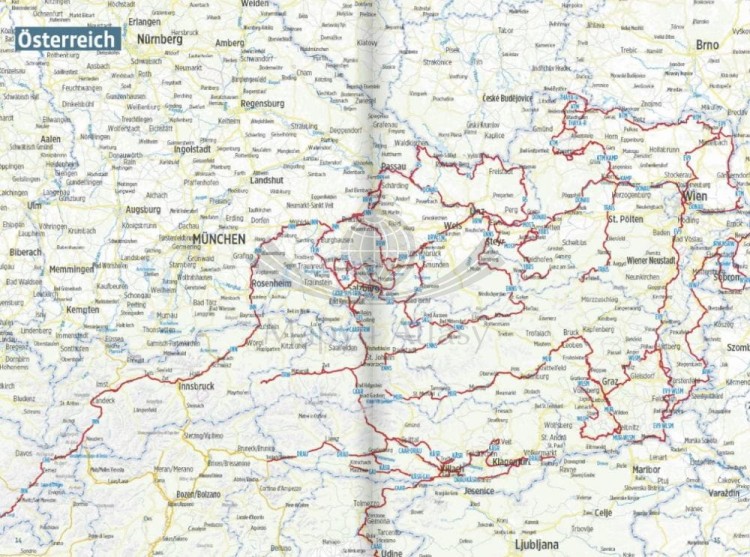 Austria, Szwajcaria, Włochy. Przewodnik rowerowy wydawnictwa Verlag Esterbauer. Przykładowe strony 1