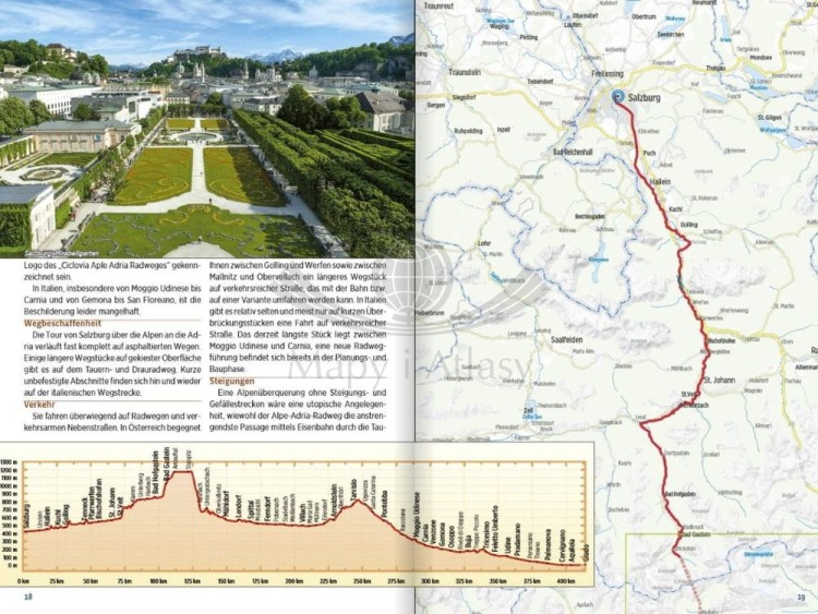 Austria, Szwajcaria, Włochy. Przewodnik rowerowy wydawnictwa Verlag Esterbauer. Przykładowe strony 2