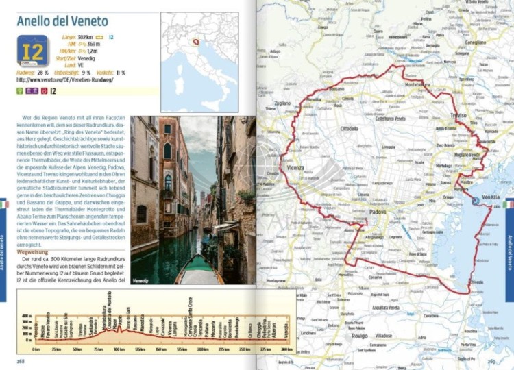Austria, Szwajcaria, Włochy. Przewodnik rowerowy wydawnictwa Verlag Esterbauer. Przykładowe strony 6
