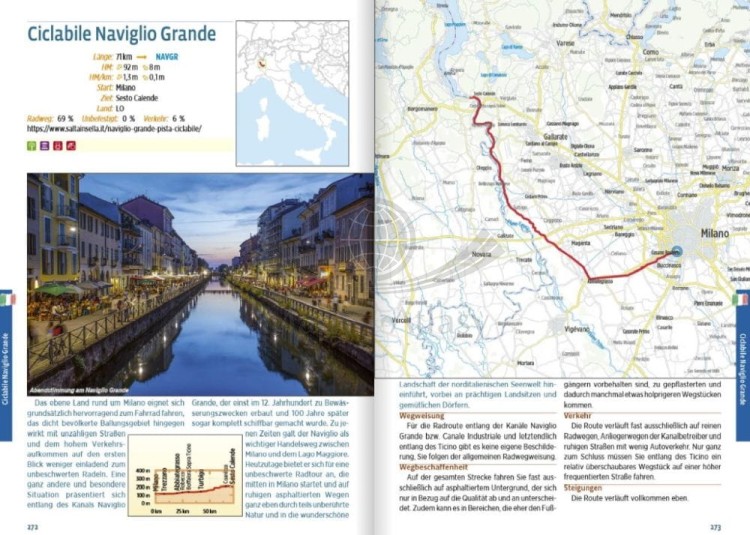 Austria, Szwajcaria, Włochy. Przewodnik rowerowy wydawnictwa Verlag Esterbauer. Przykładowe strony 7