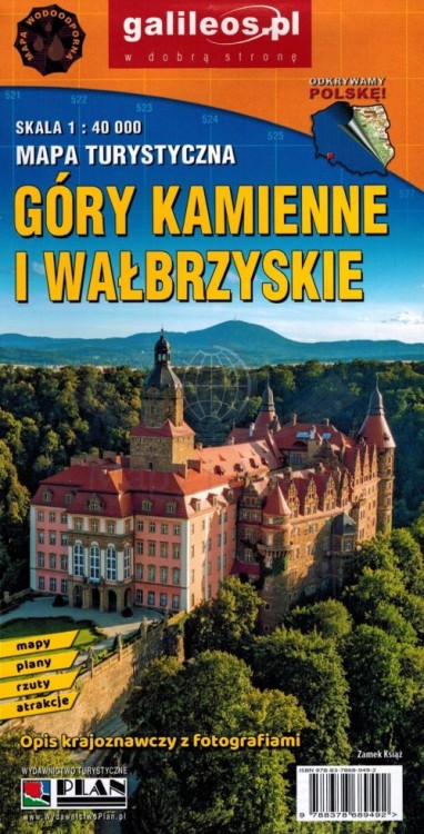 Góry Kamienne i Wałbrzyskie 1:40 000. Laminowana mapa turystyczna wydawnictwa Galileos. Okładka