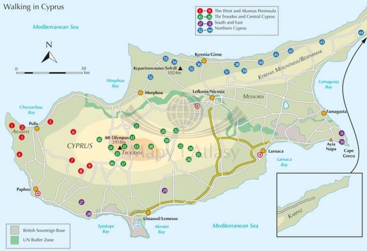 Cypr / Walking in Cyprus. Przewodnik wydawnictwa Cicerone. Zasięg