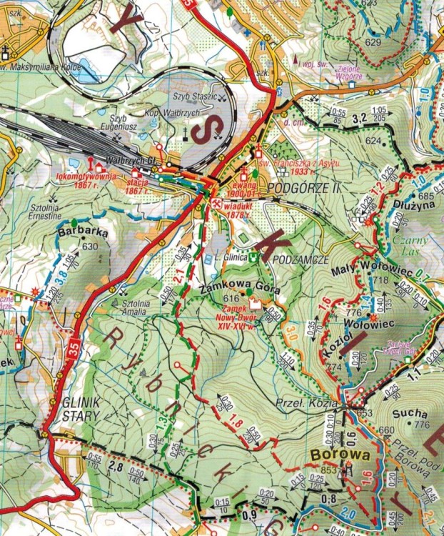 Góry Wałbrzyskie i Kamienne 1:35 000. Laminowana mapa turystyczna wydawnictwa Compass. Fragment 2