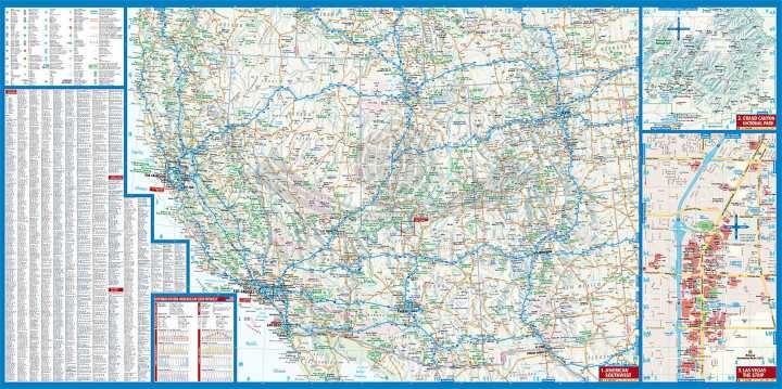 USA południowy-zachód / Southwest USA. Laminowana mapa samochodowo-turystyczna wydawnictwa Borch. Strona druga
