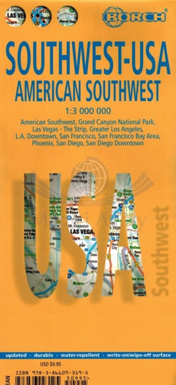USA południowy-zachód / Southwest USA. Laminowana mapa samochodowo-turystyczna wydawnictwa Borch. Okładka
