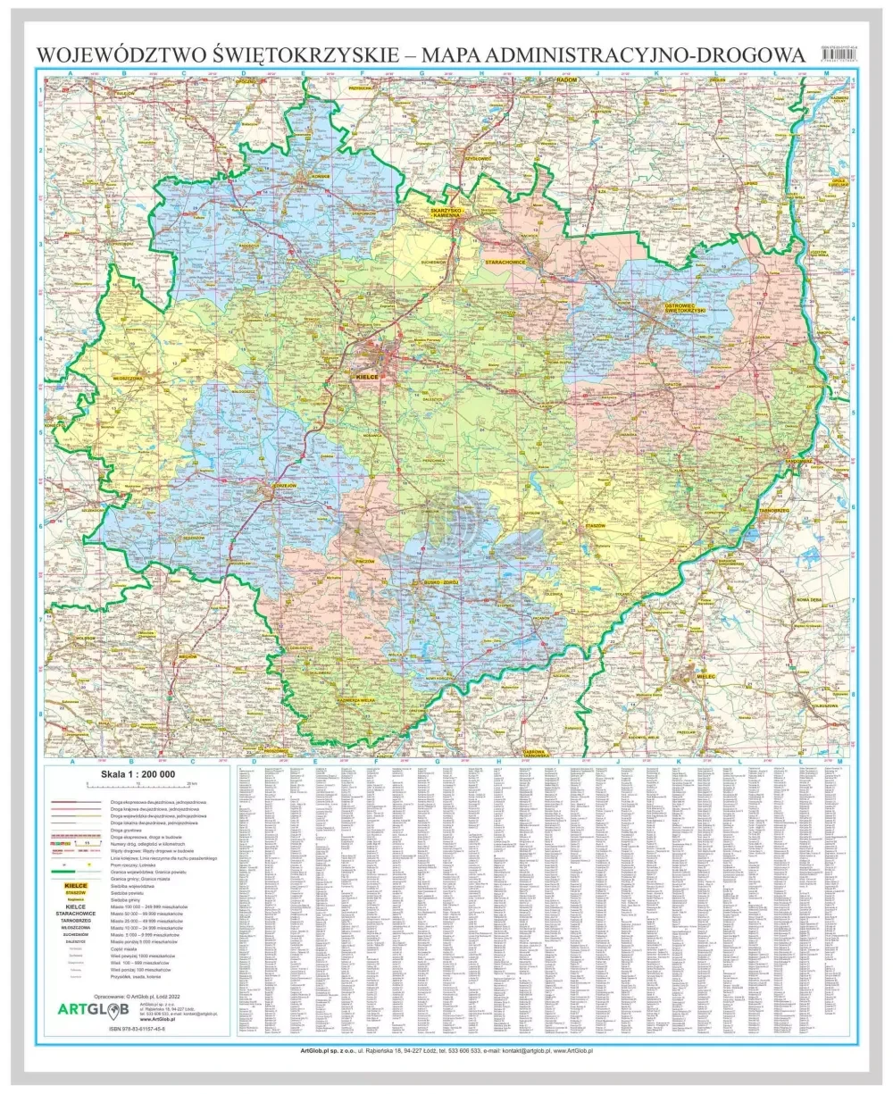 Województwo świętokrzyskie. Mapa administracyjno-drogowa. Wersja magnetyczna. Wyd. 2025