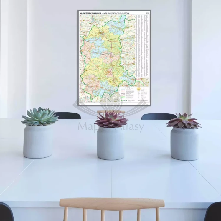 Województwo lubuskie. Mapa administracyjno-drogowa. Wersja do wpinania. Przykład aranżacji