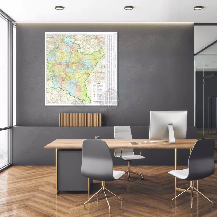 Województwo podkarpackie. Mapa administracyjno-drogowa. Wersja do wpinania. Przykład aranzacji