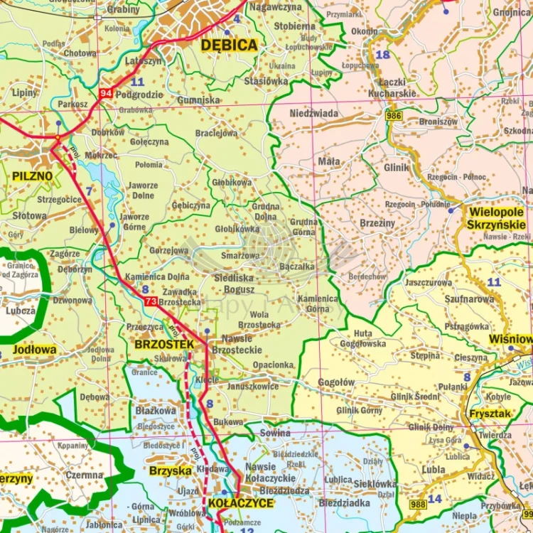 Województwo podkarpackie. Mapa administracyjno-drogowa. Wersja magnetyczna. Fragment 6