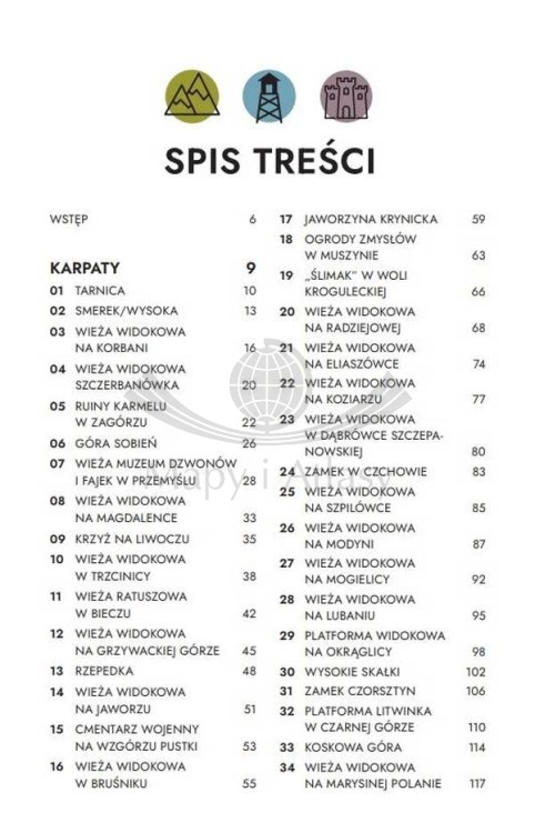 Polska z widokiem. 104 wieże, szczyty i inne punkty widokowe. Przewodnik dla łowców panoram wydawnictwa Bezdroża. Spis treści 1