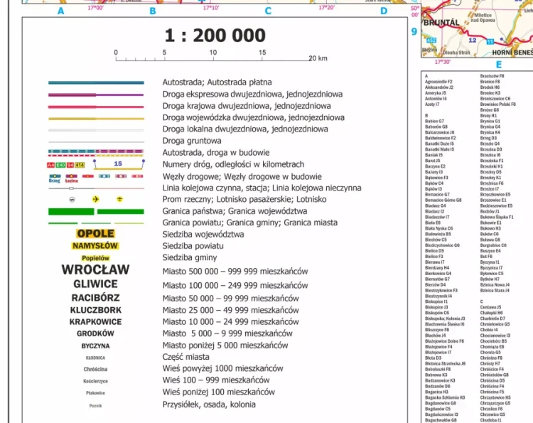 Województwo opolskie. Mapa ścienna administracyjno-drogowa. Legenda