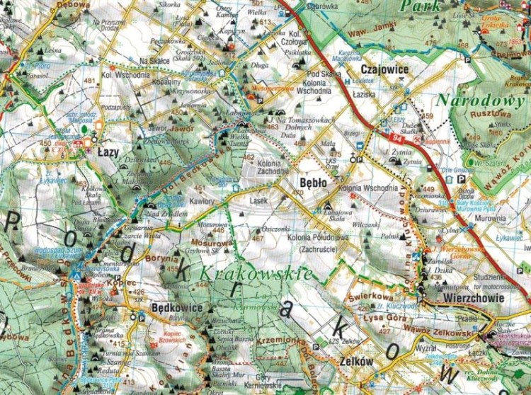 Okolice Krakowa 1:45 000. Laminowana mapa turystyczna wydawnictwa Compass. Fragment 2