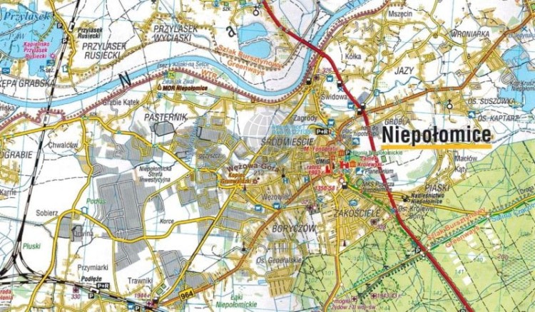 Okolice Krakowa 1:45 000. Laminowana mapa turystyczna wydawnictwa Compass. Fragment 3