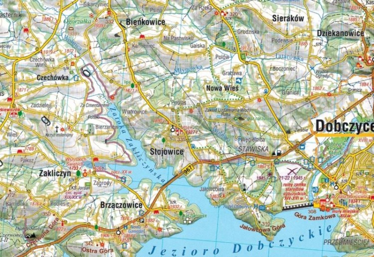 Okolice Krakowa 1:45 000. Laminowana mapa turystyczna wydawnictwa Compass. Fragment 4