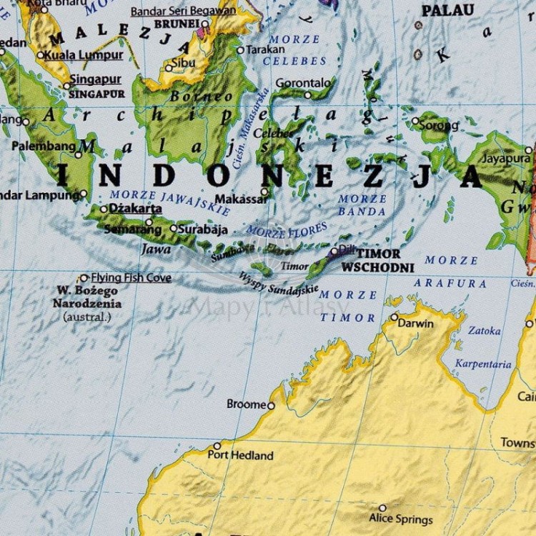 Świat 1:60 000 000. Dwustronna mapa ścienna. Polityczna i fizyczna. Strona polityczna - fragment 4
