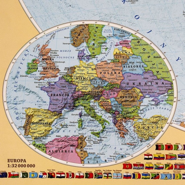 9.jpgŚwiat 1:60 000 000. Dwustronna mapa ścienna. Polityczna i fizyczna. Strona polityczna - fragment 6