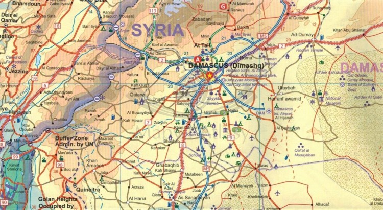 Jordania i Syria. Mapa samochodowo-turystyczna wydawnictwa ITMB. Fragment 2