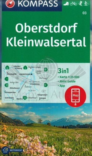 Oberstdorf, Kleinwalsertal. Wodoodporna mapa turystyczna 03 wydawnictwa Kompass. Okładka