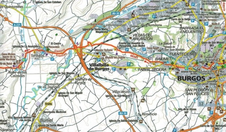 Hiszpania Północna. Santiago de Compostela. Droga św. Jakuba. Wodoodporna mapa turystyczna 133 wydawnictwa Kompass. Fragment 1