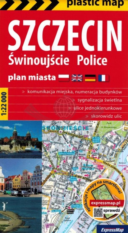 Szczecin, Świnoujście, Police 1:22 000. Foliowana mapa / Plan miasta wydawnictwa ExpressMap. Okładka