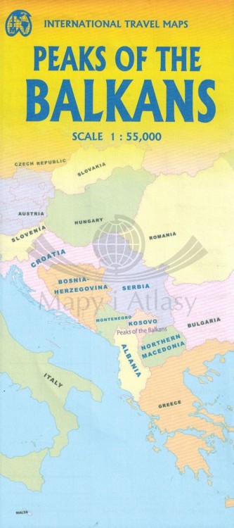 Peaks of Balkans / Szczyty Bałkanów. Południowo-zachodnie Bałkany. Mapa samochodowo-turystyczna wydawnictwa ITMB. Okładka - tył